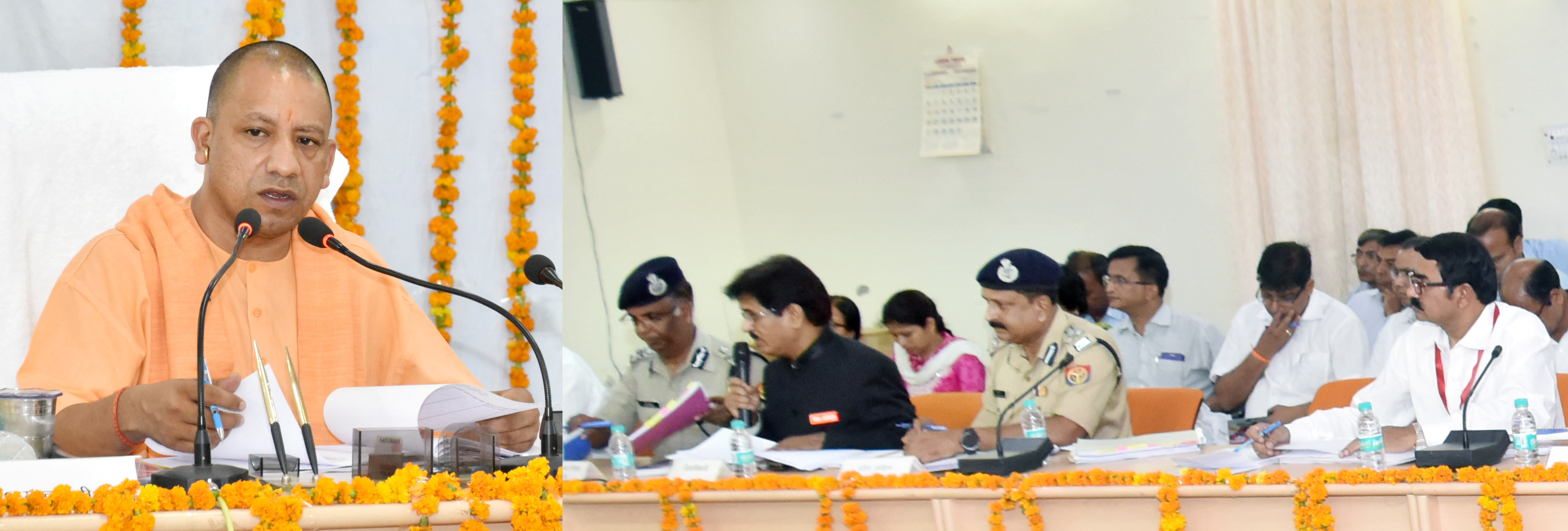 UPCM कासगंज में ग्राम स्वराज अभियान, विकास कार्यों और कानून-व्यवस्था की समीक्षा बैठक के दौरान अधिकारियों को संबोधित करते हुए