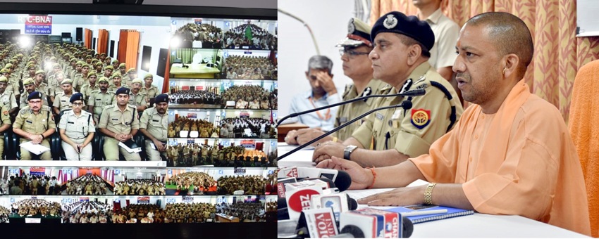 UPCM इन्दिरा भवन में आरक्षी प्रशिक्षुओं के प्रशिक्षण सत्र के शुभारम्भ अवसर पर वीडियो काॅन्फ्रेन्सिंग के माध्यम से उत्तर प्रदेश पुलिस बल के 33 हजार 337 नये रिक्रूट आरक्षीगण को सम्बोधित करते हुए