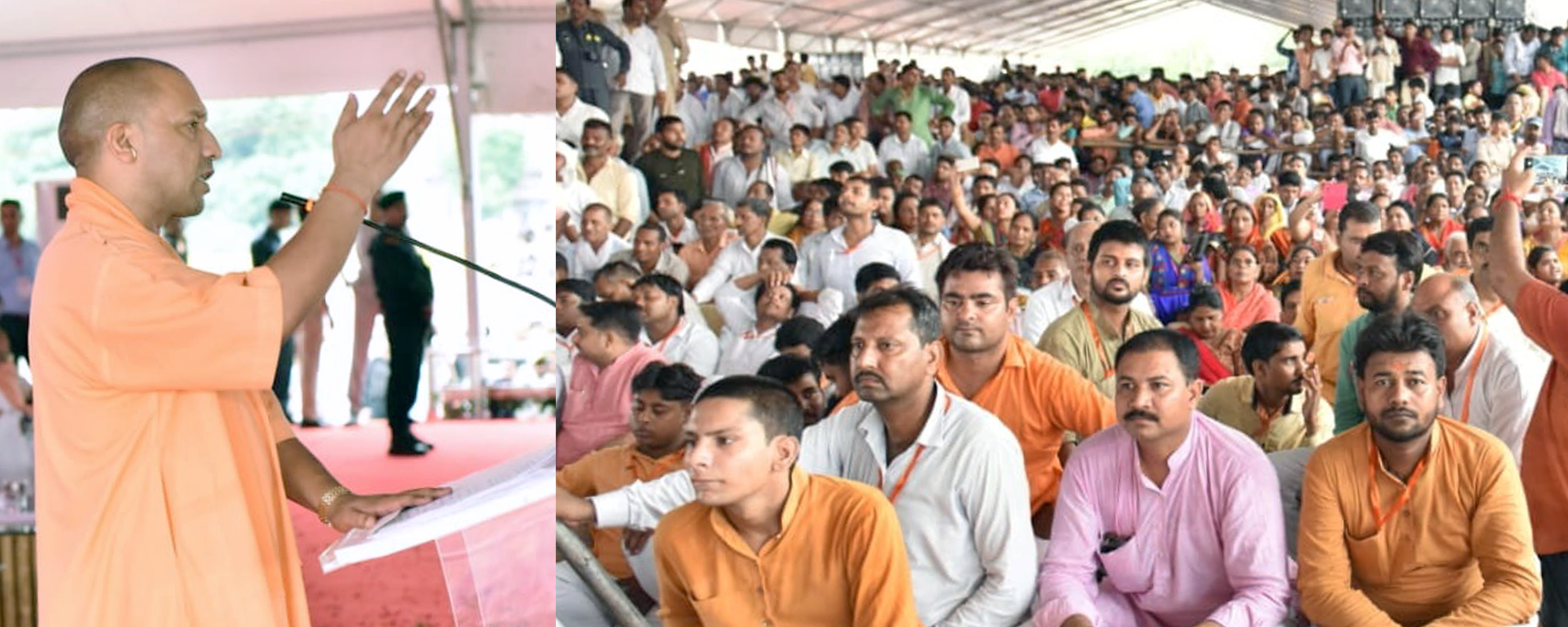 UPCM सैनिक पड़ाव में आयोजित समारोह को सम्बोधित करते हुए