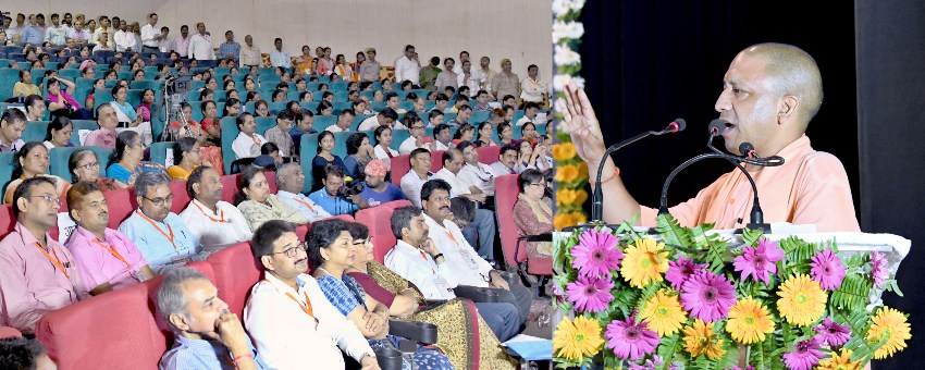 UPCM K.G.M.U. में आयोजित पोषण अभियान और सुपोषण स्वास्थ्य मेला में आई जनसभा को संबोधित करते हुए