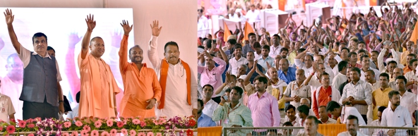 UPCM और केन्द्रीय सड़क परिवहन मंत्री का सिद्धार्थनगर में कार्यकर्ताओं का अभिनन्दन करते हुए